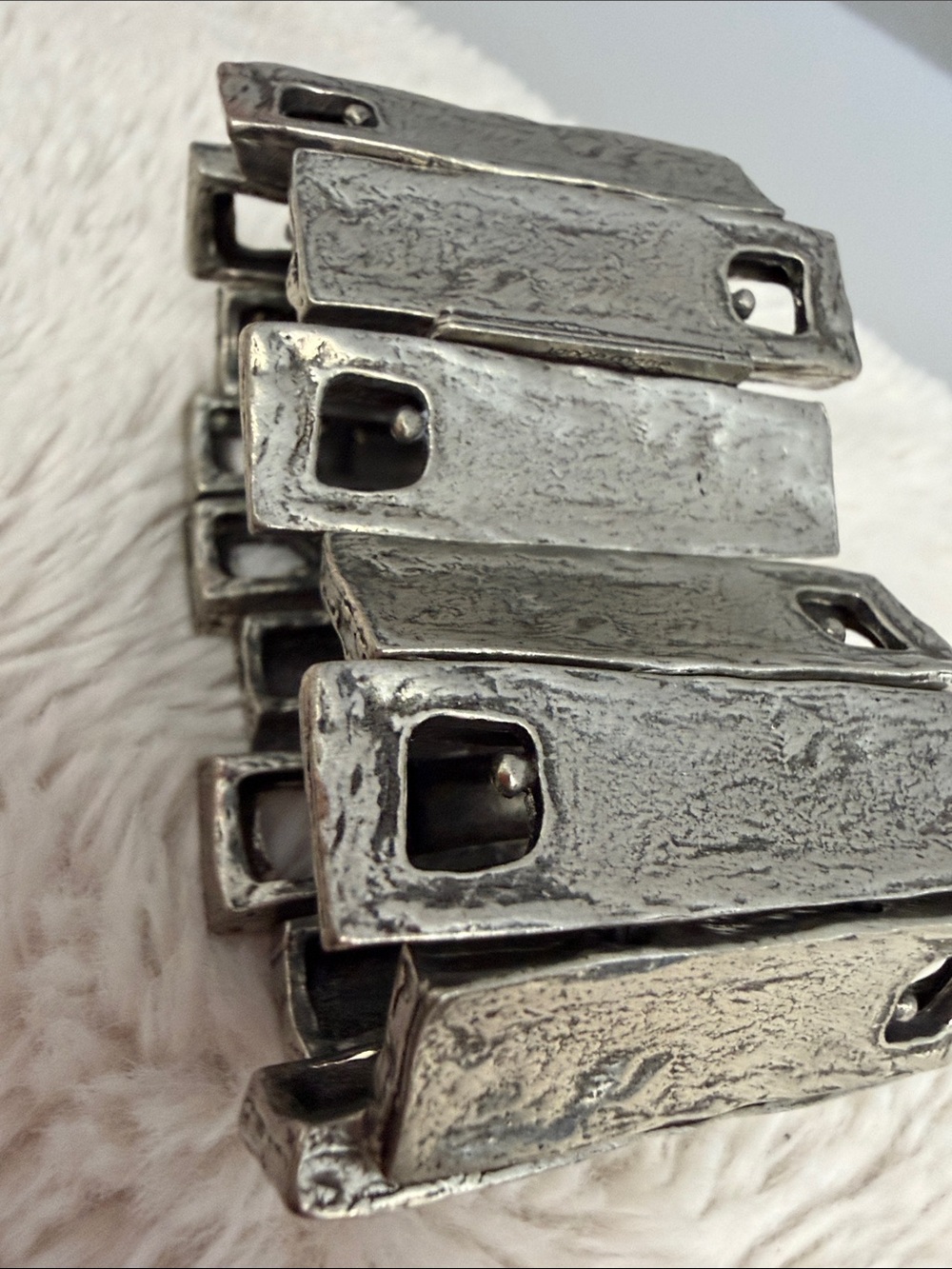 Anne Marie Chagnon | Antiqued Pewter Statement Stretch Bracelet - Picture 7 of 7